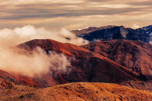 Looking south from Dante's View in Death Valley, California, USA, almost 6000feet above Badwater basin, with unseasonal cloudcover in autumn.