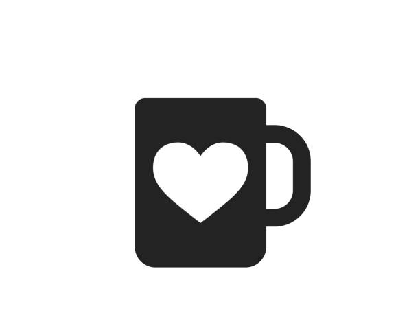 kubek z ikoną serca. walentynkowy element projektu. symbol miłości - gorn stock illustrations