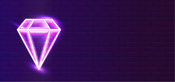 светодиодный красно-фиолетовый супер светящийся неоновый бриллиант, хрусталь, камень и драгоценный предмет типа иконы. - crystal bright diamond gem stock illustrations