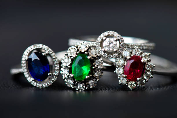 Luxury Rings Luxury rings on black background. diamond gemstone photos stock pictures, royalty-free photos & images