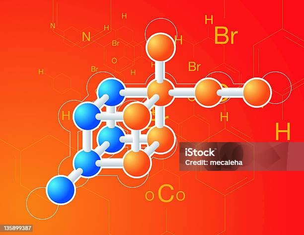 Молекула Красный — стоковая векторная графика и другие изображения на тему Атом - Атом, Биология, Векторная графика