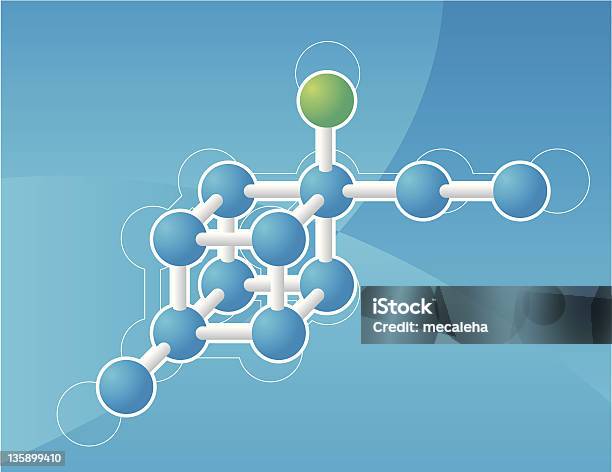 Moleclule Na Niebieski - Stockowe grafiki wektorowe i więcej obrazów Atom - Atom, Bez ludzi, Biologia - Nauka