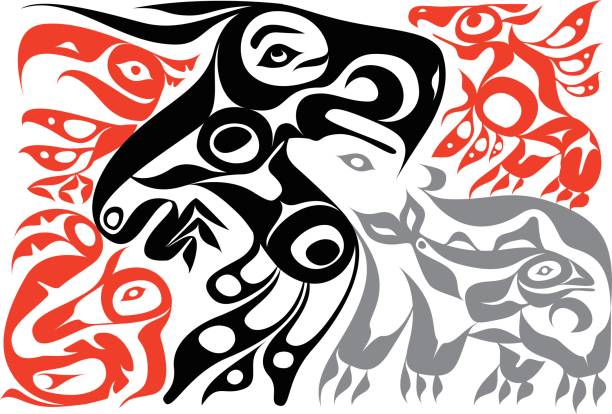 Haida Background Haida Design aboriginal art stock illustrations