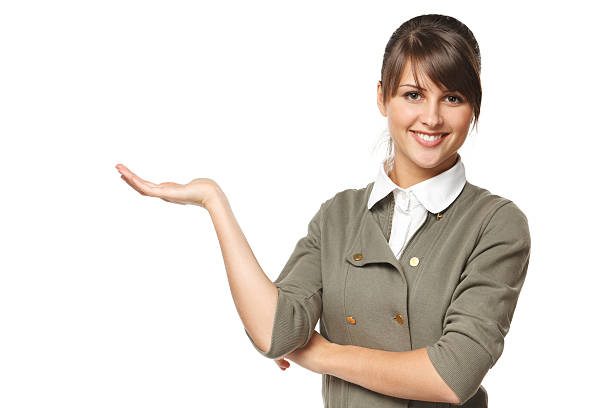 istock woman showing a product on her open palm 135899693