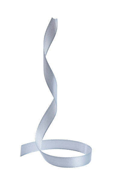 istock Bright silver wavy ribbon on white, isolated 1358999224