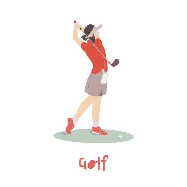 illustrazioni stock, clip art, cartoni animati e icone di tendenza di attività sportiva-12 - golf swing golf golf club golf ball