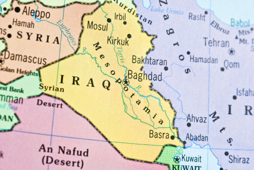 Mapa de Iraq y cerca de países photo
