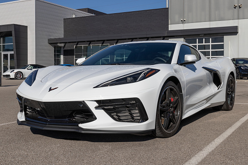 Indianapolis - Circa December 2021: Chevrolet Corvette on display at a dealership. The Corvette is now in its eighth generation and is known as the C8.