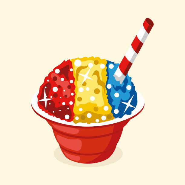 snow cone Shaved Ice Sweet Cone Refreshing Frozen Syrup Dessert snow cone stock illustrations