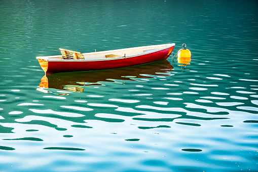old row boat at a lake - photo