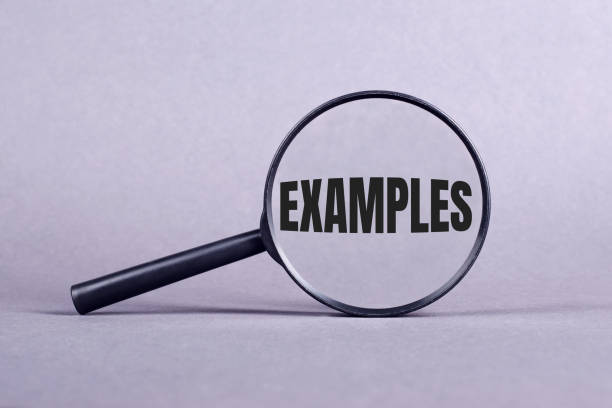 istock Magnifying glass with EXAMPLES lettering on a gray background. 1359012484