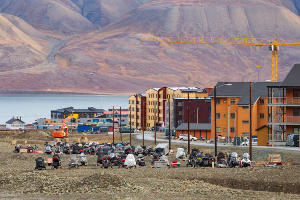 View of Longyearbyen town center on Spitsbergen.