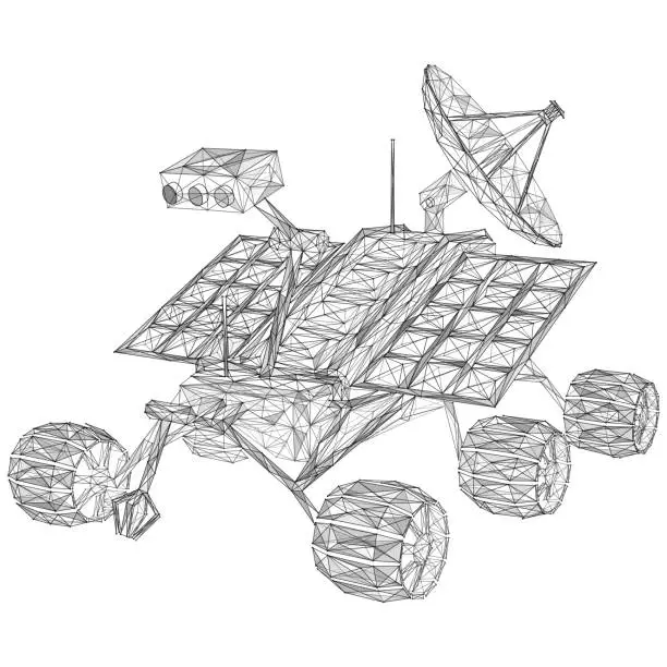 Vector illustration of A lunar rover robot.