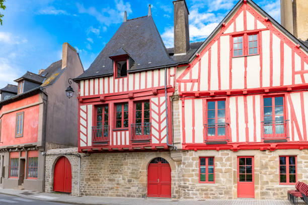 Vannes, beautiful city in Brittany, old half-timbered houses, colorful facades in the historic center
