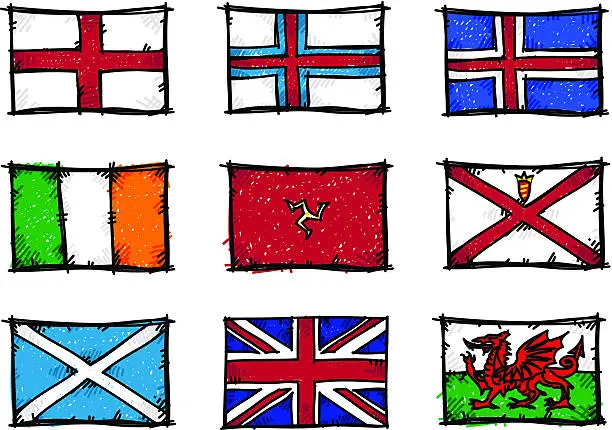 Vector illustration of Sketch Flags