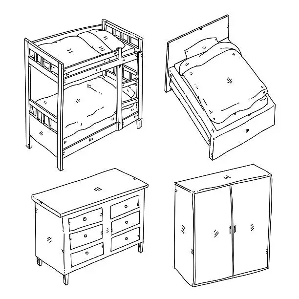 Vector illustration of Furniture sketched