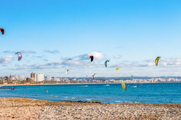 istock Kite surfers in Can Pastilla, Majorca 1359025715
