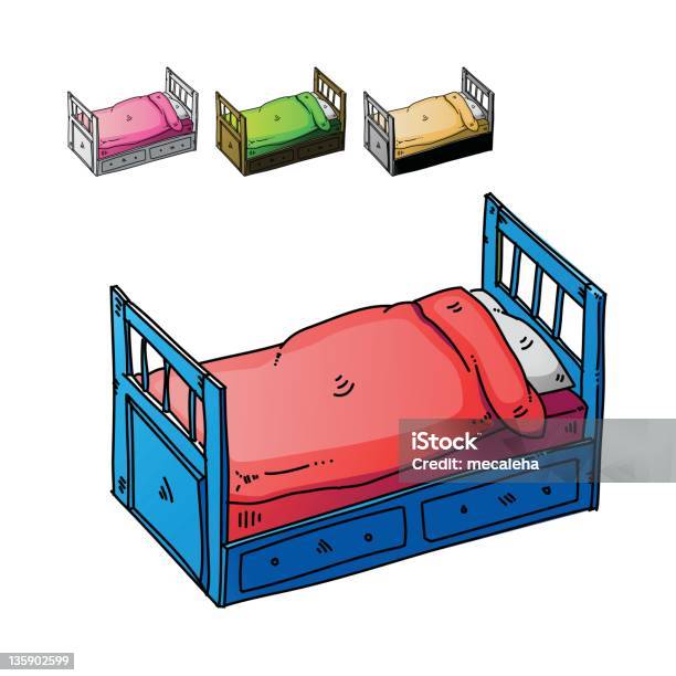 침대 1개 만화에 대한 스톡 벡터 아트 및 기타 이미지 - 만화, 침대, 0명