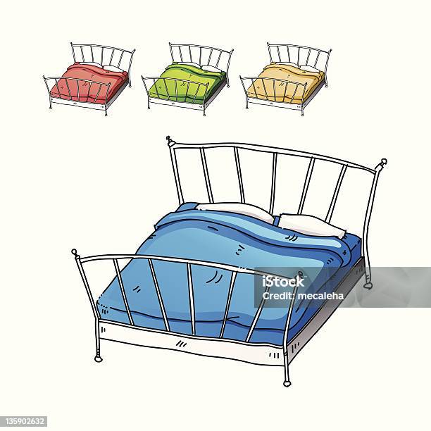 Bett Stock Vektor Art und mehr Bilder von Bett - Bett, Blau, Bleistiftzeichnung