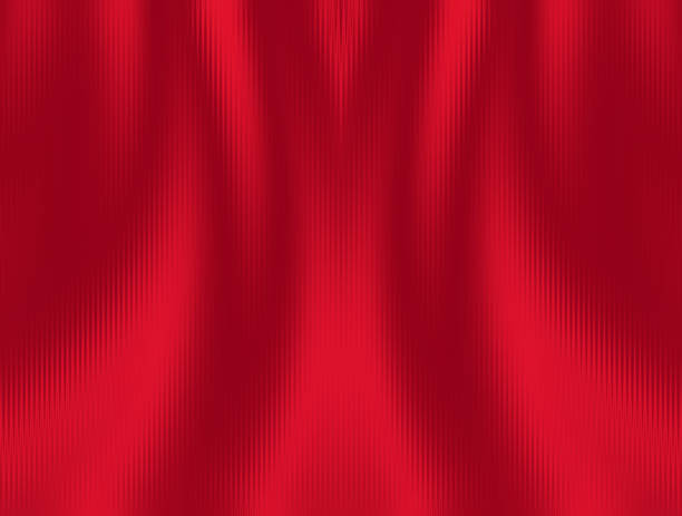 Curtain Closed Red Stage Theater Wave Striped Pattern Neon Christmas Texture Ruby Scarlet Maroon Ombre Background Digitally Generated Image Copy Space Design template for presentation, flyer, card, poster, brochure, banner