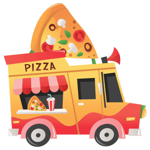 bildbanksillustrationer, clip art samt tecknat material och ikoner med cartoon pizza food truck - illustrationer med truck