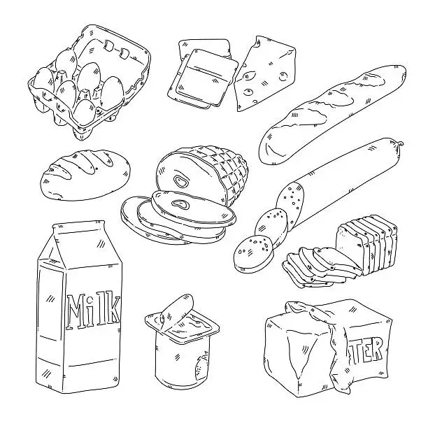 Vector illustration of Grocery Food