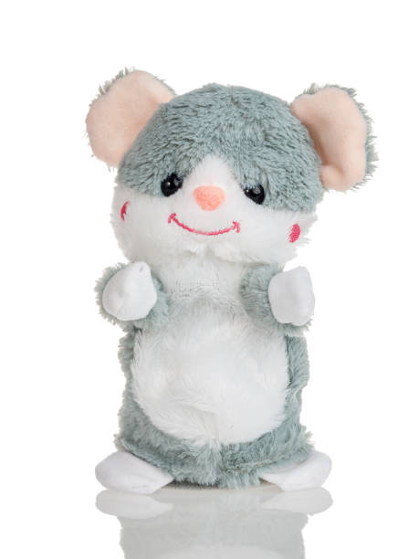 istock Stuffed toy funny mouse isolated on a white background, ditto toy, speech 1359028913