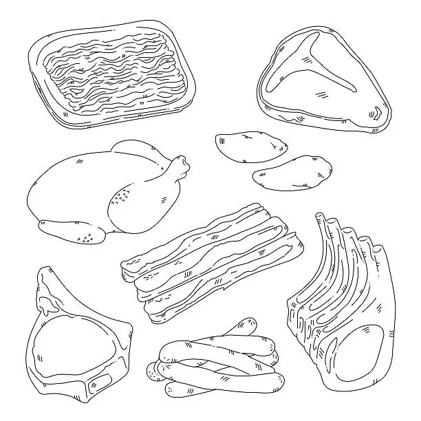 Vector illustration of Meat products