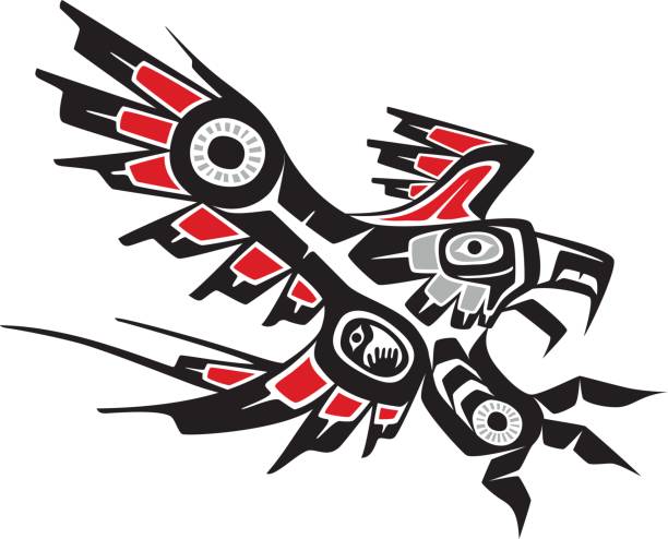Eagle Native Art Style Eagle aboriginal art stock illustrations