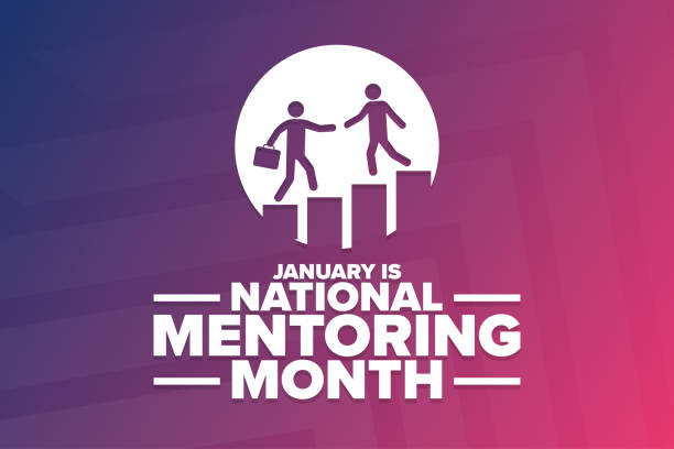 bildbanksillustrationer, clip art samt tecknat material och ikoner med january is national mentoring month. holiday concept. template for background, banner, card, poster with text inscription. vector eps10 illustration. - tränare