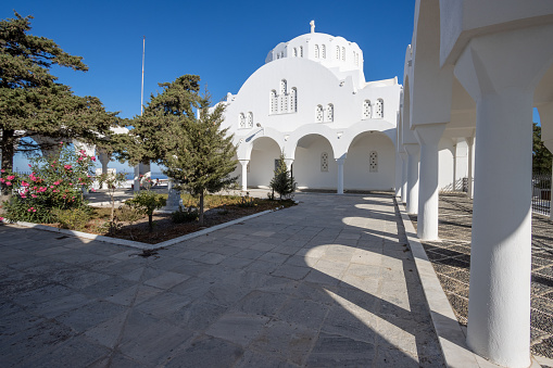 Candlemas Holy Orthodox Metropolitan Cathedral of Firá in Santorini on South Aegean Islands, Greece