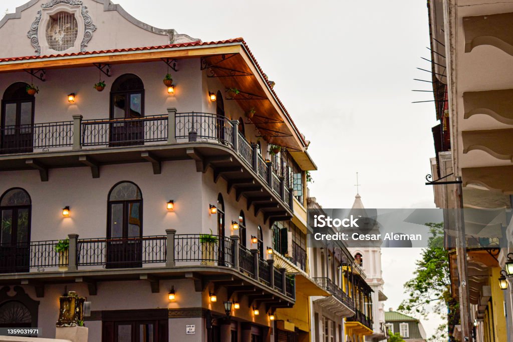 Casco Antiguo, Panama City Tourist attractions and destination scenic. View of Casco Antiguo in Panama City Panama City - Panama Stock Photo