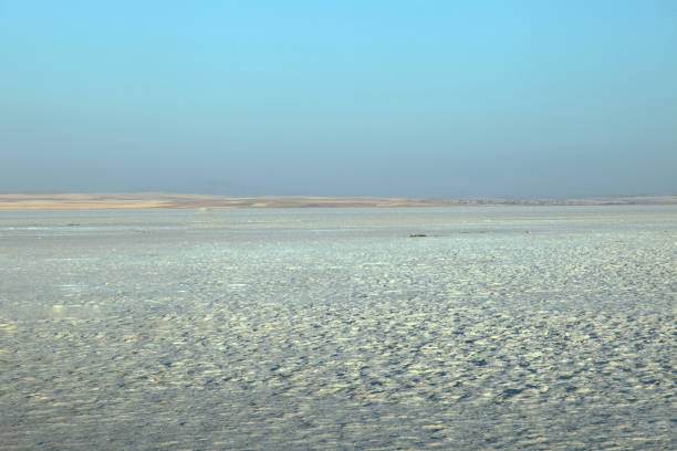 Panoramic view of Salt Lake in Aksaray, Turkey. Salt Lake is the second largest lake in Turkey with its 1665 km2.