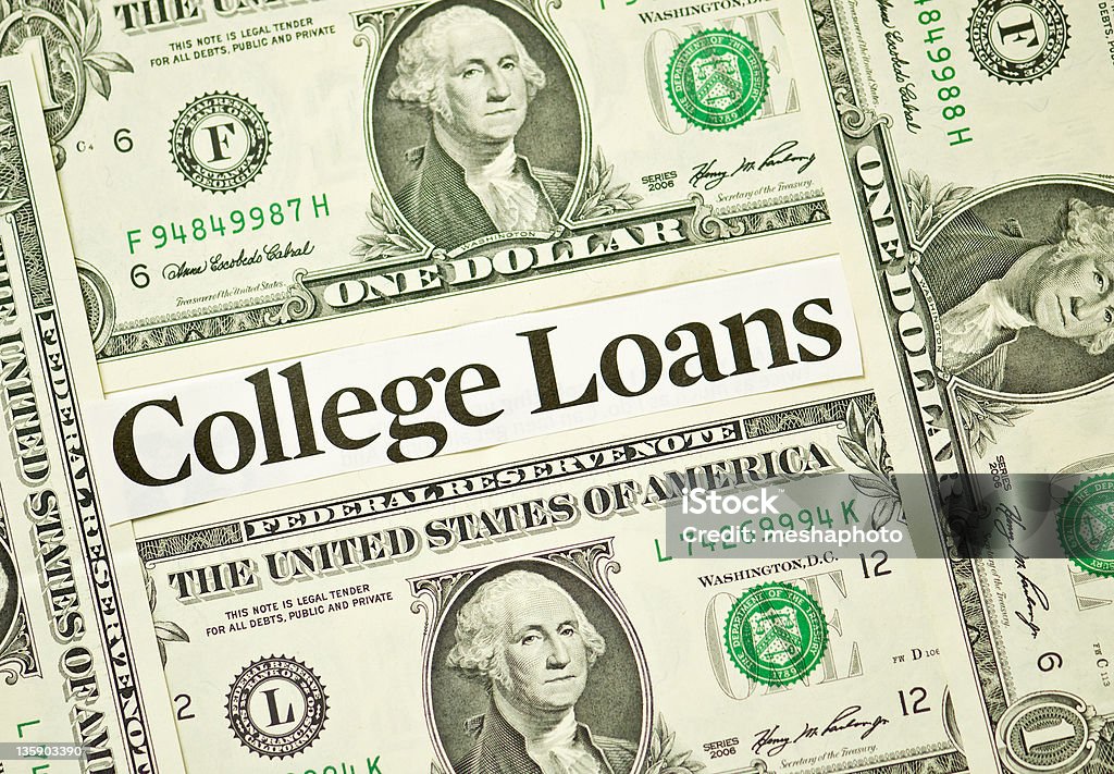 College Loans Background College Loans background with money frame. Application Form Stock Photo