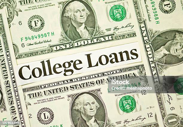 College Loans Background Stock Photo - Download Image Now - Application Form, Borrowing, Document