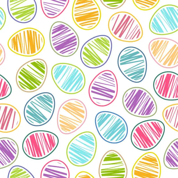 Vector illustration of Easter eggs seamless pattern. Vector