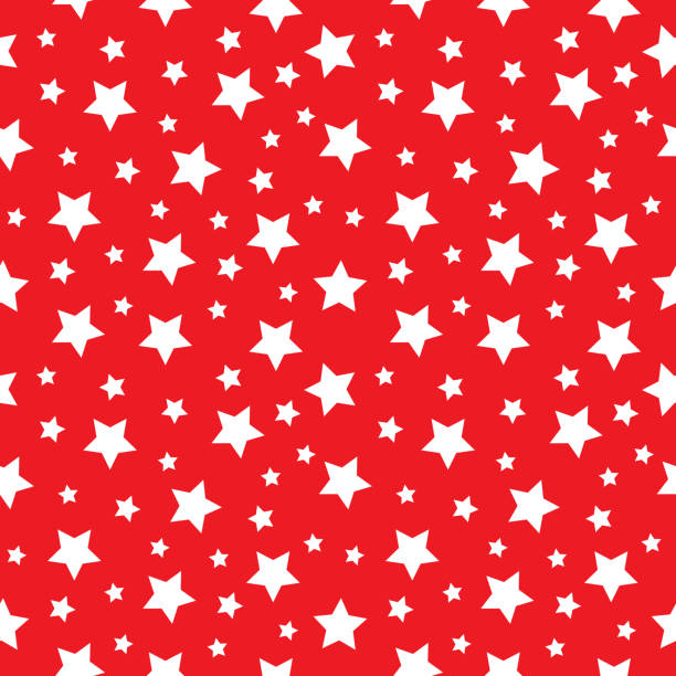 White Stars On Red Background Seamless Pattern Vector seamless pattern of white stars on a red background. caenorhabditis elegans stock illustrations