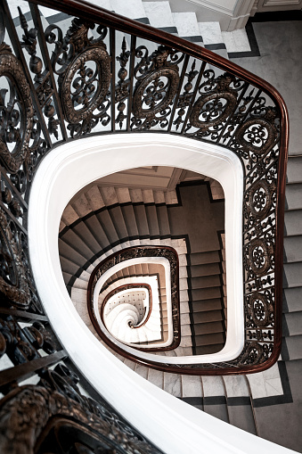 Old-fashioned spiral staircase, in Parisian tenement