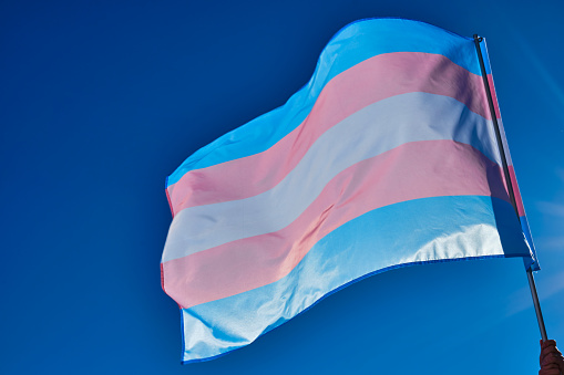 bandera transgénero en el viento photo
