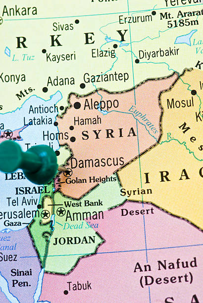 damaszek, syria - syria map cartography damascus zdjęcia i obrazy z banku zdjęć