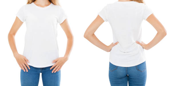 istock front back views woman t-shirt,white tshirt set isolated,mock up 1359039563