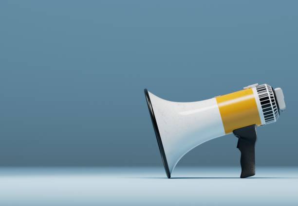istock Megaphone on background announcement news report 1359040434