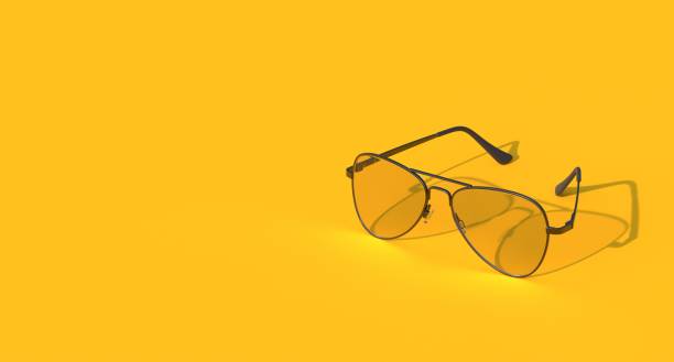 Fashion Sunglasses On Yellow Background