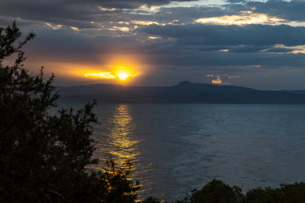 Sunrise at Pyramid Lake in Nevada following a rain storm