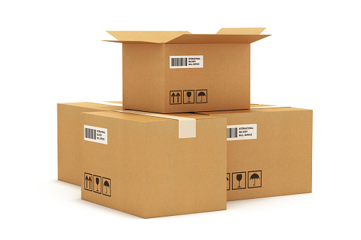 3d Render collection of various carton boxes of isolated on white background (Clipping Path) Turkey - Middle East