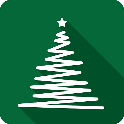 Vector illustration of a green Christmas Tree icon in flat style.