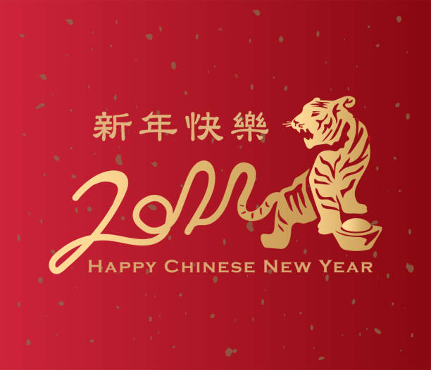 chiński nowy rok 2022 rok papieru tygrysiego wyciętego ze stylem rzemieślniczym na tle.  rok tygrysa księżycowego kalendarza wschodniego. kreatywne logo tygrysa i numer 2022 na białym tle. - happy new year stock illustrations