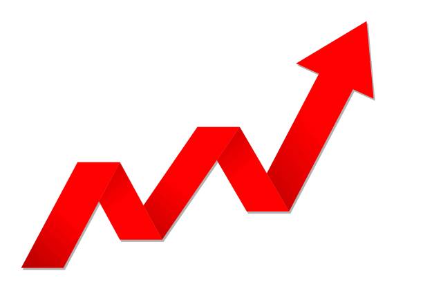 stockillustraties, clipart, cartoons en iconen met a growing graph in the form of a red arrow - andrej