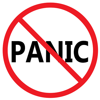 don't panic on white background. don't panic symbol. flat style.