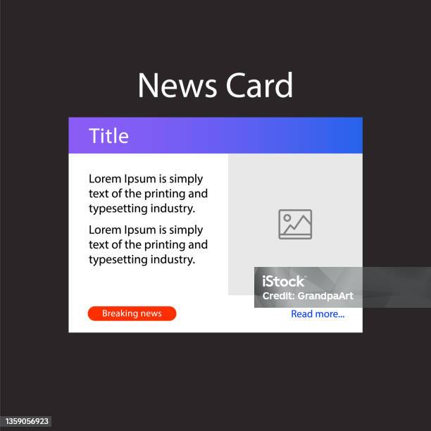 A News Or Article Card For A Website Web Interface Template User ...